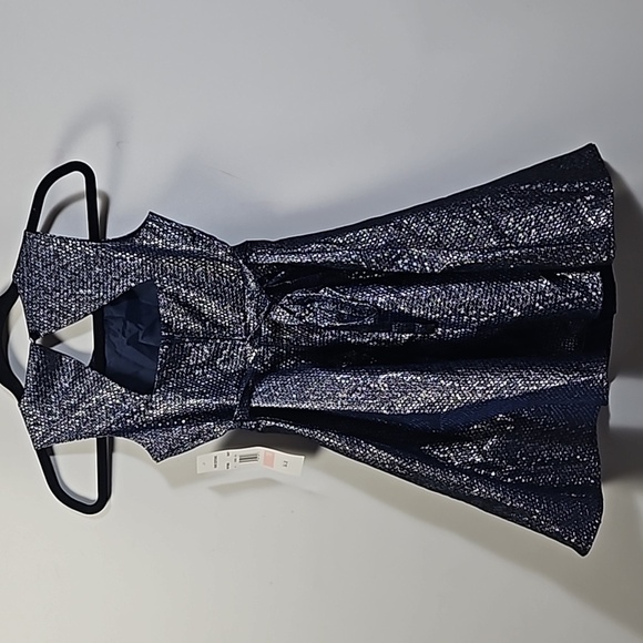 NWT Rare Editions Girls Navy Blue Silver Fishscale Formal Dress Size 10 - Picture 4 of 13